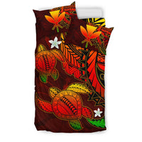 Hawaii Bedding Set - Hawaii Polynesian Turtle Hibiscus Bedding Set - Flag Color - Polynesian Pride
