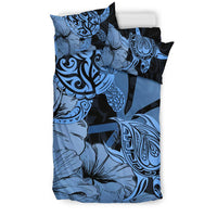 Hawaii Turtle Bedding Set Polynesian Hibiscus Art Ver 2.0 Blue AH - Polynesian Pride