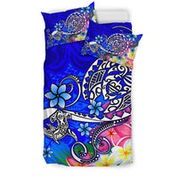 Polynesian Bedding Set - Turtle Plumeria Blue Color - Polynesian Pride