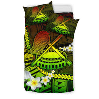 American Samoa Bedding Set - Seal Of American Samoa With Plumeria Flowers - Polynesian Pride