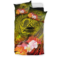 American Samoa Polynesian Bedding Set - Humpback Whale with Tropical Flowers - Polynesian Pride