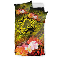 American Samoa Polynesian Custom Personalised Bedding Set - Humpback Whale with Tropical Flowers - Polynesian Pride