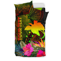 Papua New Guinea Polynesian Personalised Bedding Set - Hibiscus and Banana Leaves - Polynesian Pride