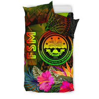 Federated States of Micronesia Polynesian Bedding Set - Hibiscus and Banana Leaves - Polynesian Pride