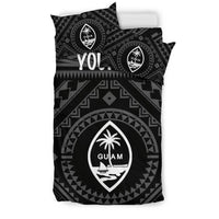 Guam Personalised Bedding Set - Guam Seal With Polynesian Tattoo Style (Black) - Polynesian Pride