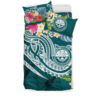 FSM Polynesian Bedding Set - Summer Plumeria (Turquoise) - Polynesian Pride