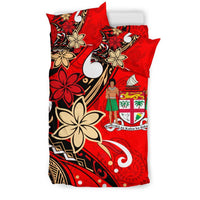 Fiji Bedding Set - Tribal Flower With Special Turtles Red Color - Polynesian Pride
