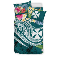Wallis and Futuna Polynesian Bedding Set - Summer Plumeria (Turquoise) - Polynesian Pride