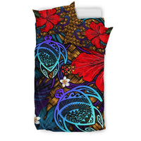 Hawaii Lauhala Hibiscus Polynesian Tropical Blue Bedding Set - Wake Style - AH - Polynesian Pride