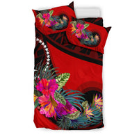 Chuuk Bedding Set - Polynesian Hook And Hibiscus (Red) - Polynesian Pride