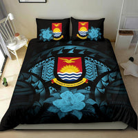 Kiribati Duvet Cover Set - Kiribati Coat Of Arms & Blue Hibiscus - Polynesian Pride
