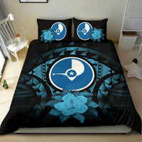Yap Duvet Cover Set - Yap Flag & Blue Hibiscus - Polynesian Pride