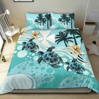 Polynesian Duvet Cover Set - Wallis And Futuna Bedding Set Blue Turtle Hibiscus - Polynesian Pride