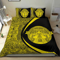 Hawaiian Madame Pele Plumeria Polynesian Bedding Set Circle Style Yellow - Polynesian Pride