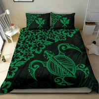 Hawaiian Map Turtle Hibiscus Kanaka Polynesian Bedding Set - Green - Polynesian Pride