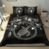 Polynesian Hawaii Bedding Set - White Turtle Hibiscus Flower Frame Vintage - Polynesian Pride