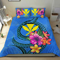 Polynesian Bedding Set - Hawaii Duvet Cover Set Floral With Seal Neon Blue Blue - Polynesian Pride