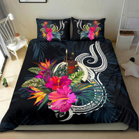Polynesian Bedding Set - Vanuatu Duvet Cover Set Tropical Flowers Blue - Polynesian Pride