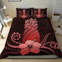 Hawaii Polynesian Pineapple Hibiscus Bedding Set - Zela Style Red - Polynesian Pride
