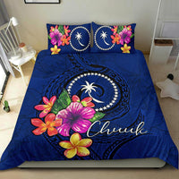 Micronesia Bedding Set - Chuuk Duvet Cover Set Floral With Seal Blue - Polynesian Pride