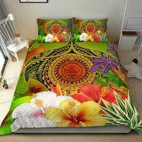 Palau Polynesian Bedding Set - Manta Ray Tropical Flowers (Reggae) - Polynesian Pride