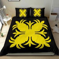 Hawaiian Bedding Set Royal Pattern - Black And Yellow - A2 Style - Polynesian Pride