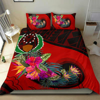 Pohnpei Bedding Set - Polynesian Hook And Hibiscus (Red) - Polynesian Pride