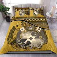 Tonga Duvet Cover Set - Tonga Coat Of Arms Yellow - Polynesian Pride