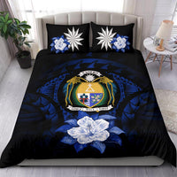 Nauru Duvet Cover Set - Nauru Coat Of Arms & Dark Blue Hibiscus - Polynesian Pride