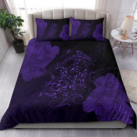 Hawaiian Hibiscus Dolphin Manta Ray Turtle Polynesian Bedding Set Waves Purple - Polynesian Pride