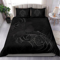 Hawaiian Map Turtle Hibiscus Divise Gray Polynesian Bedding Set - Polynesian Pride