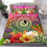 Yap Polynesian Bedding Set - Manta Ray Tropical Flowers Pink - Polynesian Pride