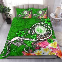 Hawaii Polynesian Bedding Set - Hawaii Seal With Turtle Plumeria (Green) Green - Polynesian Pride
