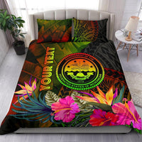 Federated States of Micronesia Polynesian Personalised Bedding Set - Hibiscus and Banana Leaves Reggae - Polynesian Pride