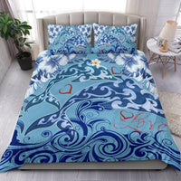 Hawaii Dolphin Couple Valentine's Hibiscus Bedding Set - Tender Style - AH - Polynesian Pride