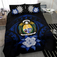 Nauru Duvet Cover Set - Nauru Coat Of Arms & Dark Blue Hibiscus - Polynesian Pride