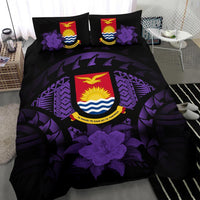 Kiribati Duvet Cover Set - Kiribati Coat Of Arms & Purple Hibiscus - Polynesian Pride