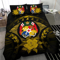 Tonga Duvet Cover Set - Tonga Coat Of Arms & Yellow Hibiscus - Polynesian Pride