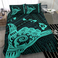 Hawaiian Shaka Aloha Map Polynesian Bedding Set Turquoise - Polynesian Pride