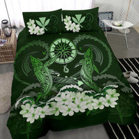 Polynesian Duvet Cover Set - Hawaii Bedding Set Shark Polynesia Compass Plumeria Green - Polynesian Pride