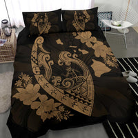 Hawaiian Fish Hook Hibiscus Banzai Surfing Polynesian Bedding Set Bronze - Polynesian Pride
