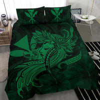 Hawaiian Map Hula Girl Hibiscus Kanaka Polynesian Bedding Set - Green - Polynesian Pride