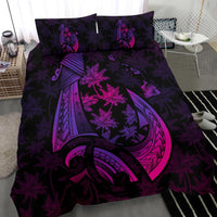 Hawaiian Map Palm Trees Fish Hook Polynesian Bedding Set Colorful Purple - Polynesian Pride