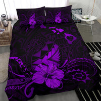 Hawaiian Map Heart Turtle Tattoo Hibiscus Polynesian Bedding Set - Purple - Polynesian Pride