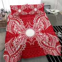 Polynesian Bedding Set - Marshall Islands Duvet Cover Set Map Red White - Polynesian Pride