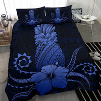 Hawaii Polynesian Pineapple Hibiscus Bedding Set - Zela Style Blue - Polynesian Pride