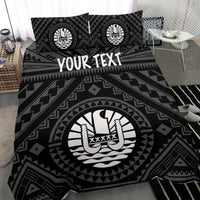 Tahiti Personalised Bedding Set - Tahiti Seal In Polynesian Tattoo Style (Black) - Polynesian Pride