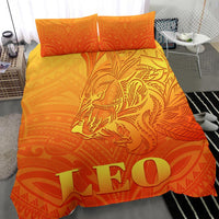 Sun In Leo Zodiac Bedding Set Polynesian Tattoo Simple - Orange Orange - Polynesian Pride