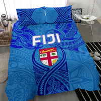 Blue Bedding Set Fiji Rugby Polynesian Waves Style - Polynesian Pride