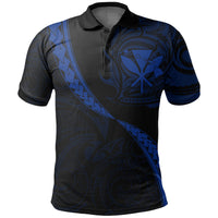 Hawaiian Kanaka Polo Shirt Mano Kihikihi Blue - Polynesian Pride